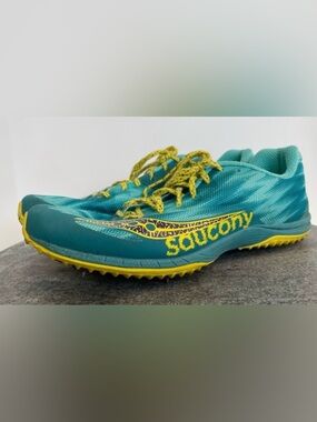 Saucony Kilkenny XC Cleats Blue Neon Green Tennis Shoes